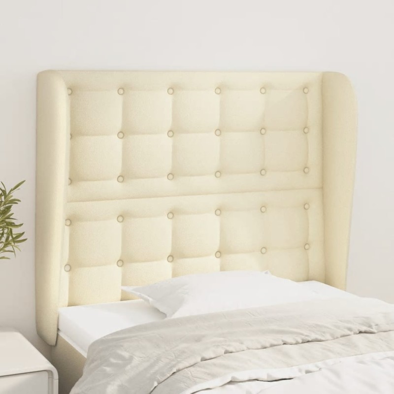 vidaXL Κεφαλάρι με Πτερύγια Κρεμ 103x23x118/128 εκ. Συνθετικό Δέρμα