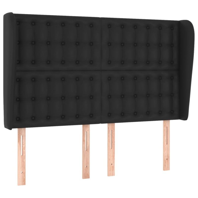 vidaXL Κεφαλάρι με Πτερύγια Μαύρο 147x23x118/128 εκ. Συνθ. Δέρμα
