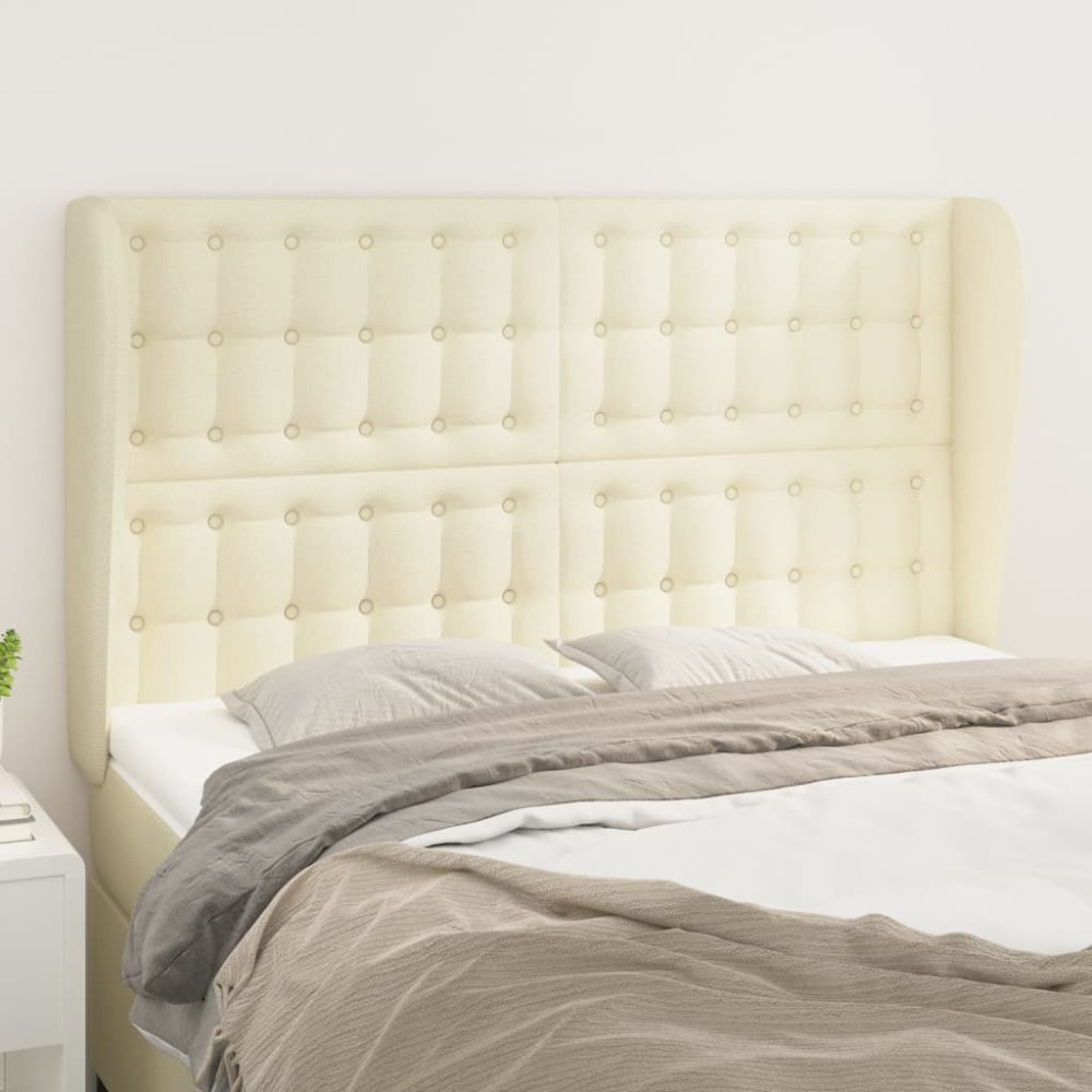 vidaXL Κεφαλάρι με Πτερύγια Κρεμ 147x23x118/128 εκ. Συνθετικό Δέρμα