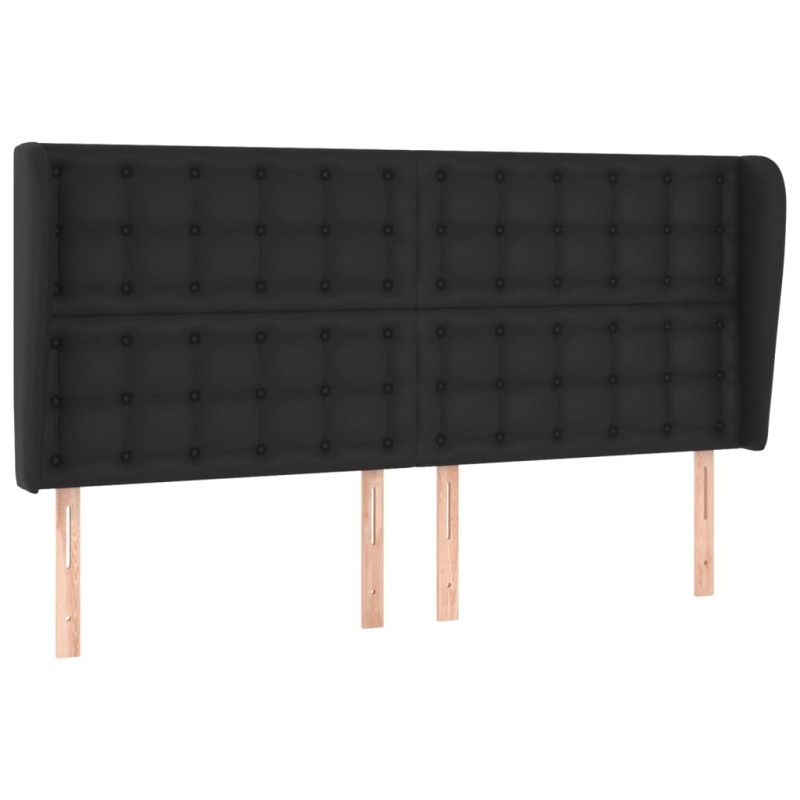 vidaXL Κεφαλάρι με Πτερύγια Μαύρο 163x23x118/128 εκ. Συνθ. Δέρμα
