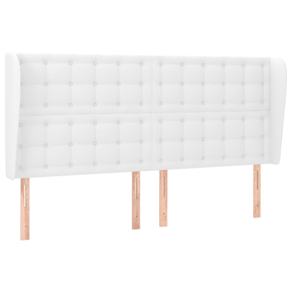 vidaXL Κεφαλάρι με Πτερύγια Λευκό 163x23x118/128 εκ. Συνθετικό Δέρμα