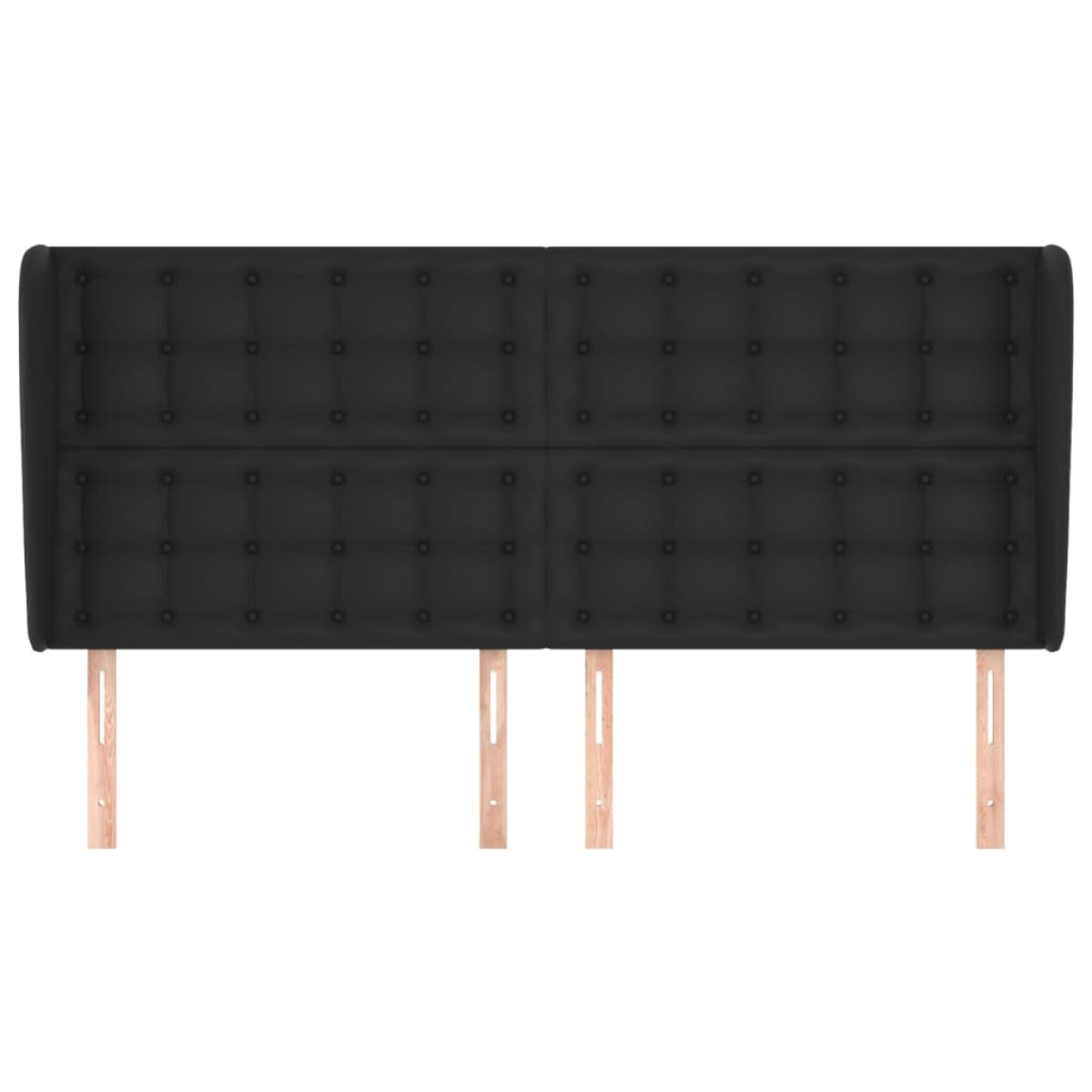 vidaXL Κεφαλάρι με Πτερύγια Μαύρο 183x23x118/128 εκ.Συνθ. Δέρμα