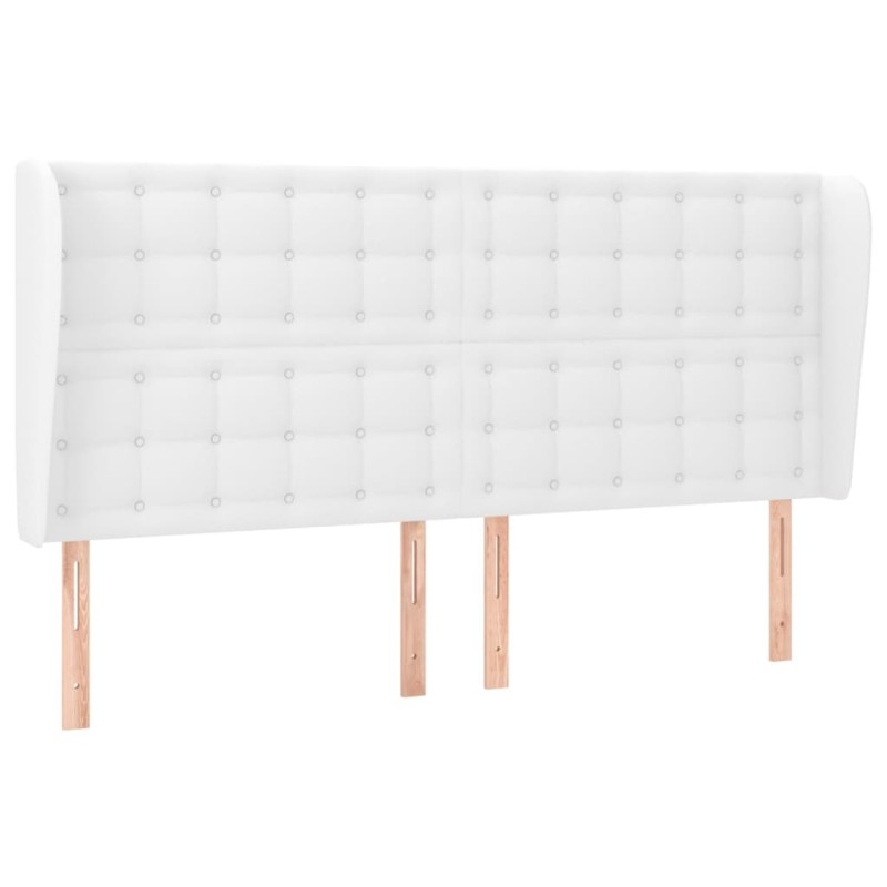 vidaXL Κεφαλάρι με Πτερύγια Λευκό 203x23x118/128 εκ. Συνθ. Δέρμα