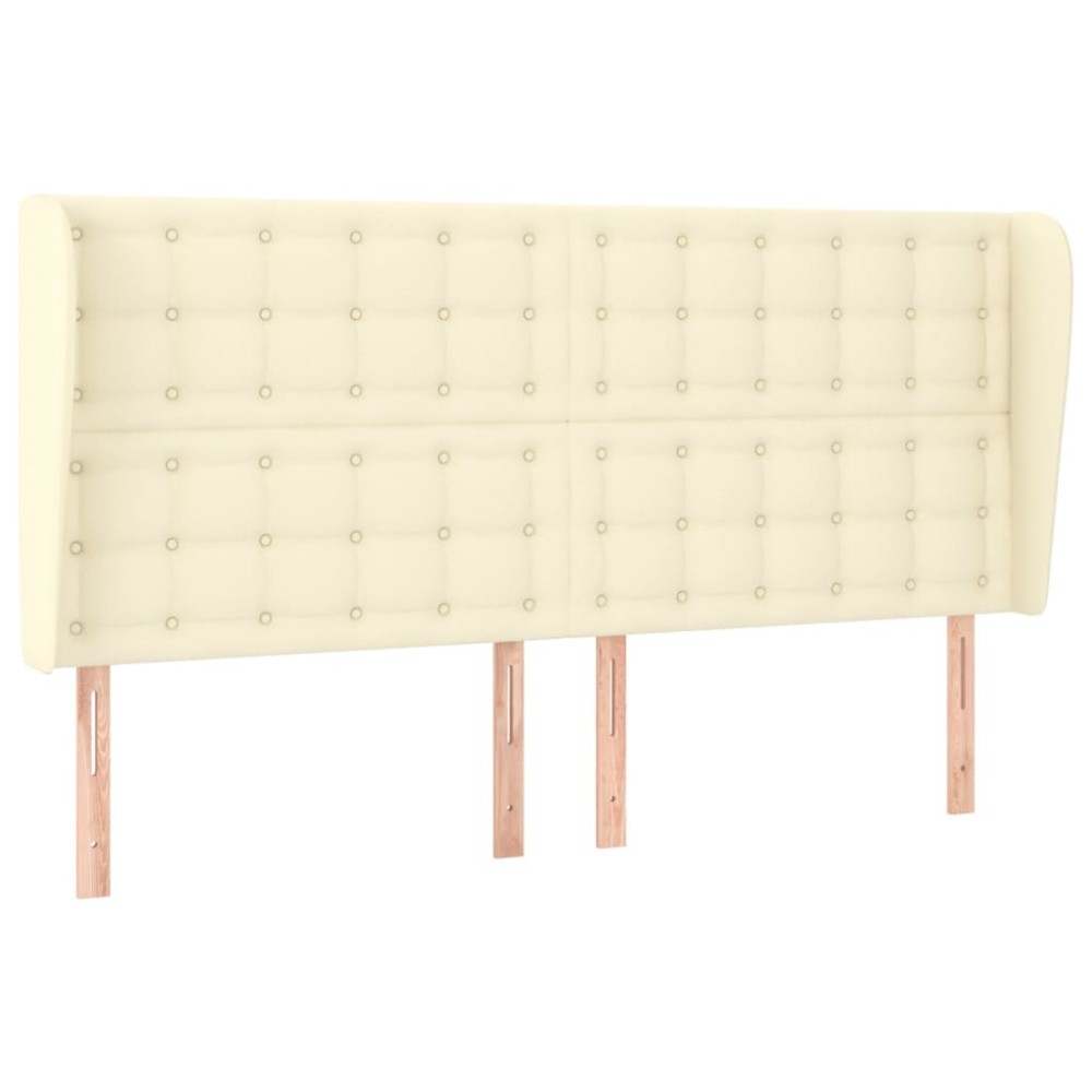 vidaXL Κεφαλάρι με Πτερύγια Κρεμ 203x23x118/128 εκ. Συνθετικό Δέρμα