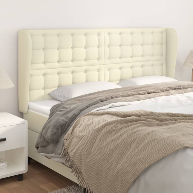 vidaXL Κεφαλάρι με Πτερύγια Κρεμ 203x23x118/128 εκ. Συνθετικό Δέρμα