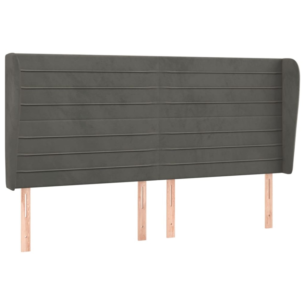 vidaXL Κεφαλάρι με Πτερύγια Σκούρο Γκρι 203x23x118/128 εκ. Βελούδινο