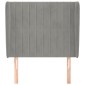 vidaXL Κεφαλάρι με Πτερύγια Ανοιχτό Γκρι 83x23x118/128 εκ. Βελούδινο