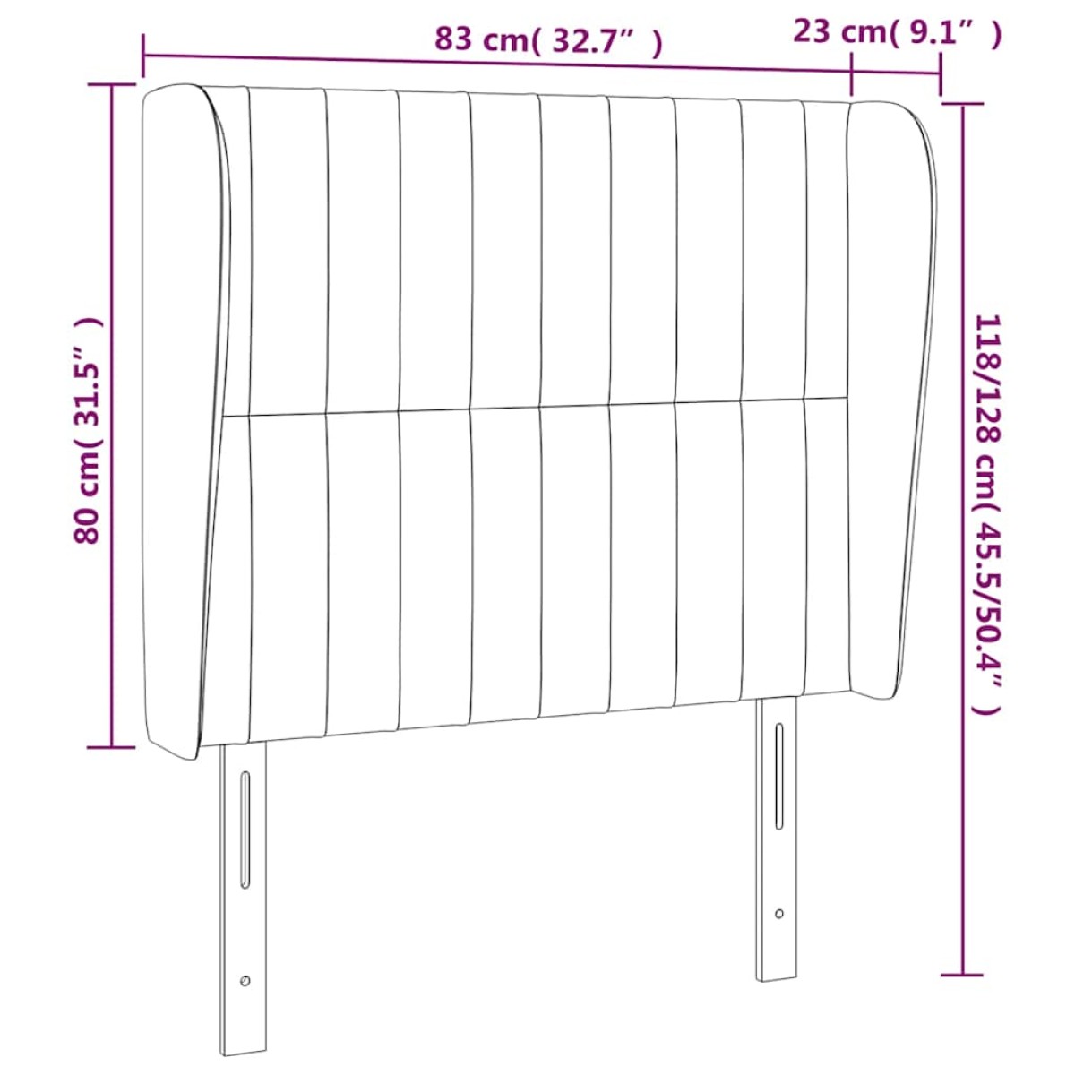 vidaXL Κεφαλάρι με Πτερύγια Σκούρο Μπλε 83x23x118/128 εκ. Βελούδινο