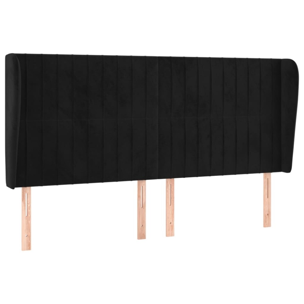 vidaXL Κεφαλάρι με Πτερύγια Μαύρο 163x23x118/128 εκ. Βελούδινο
