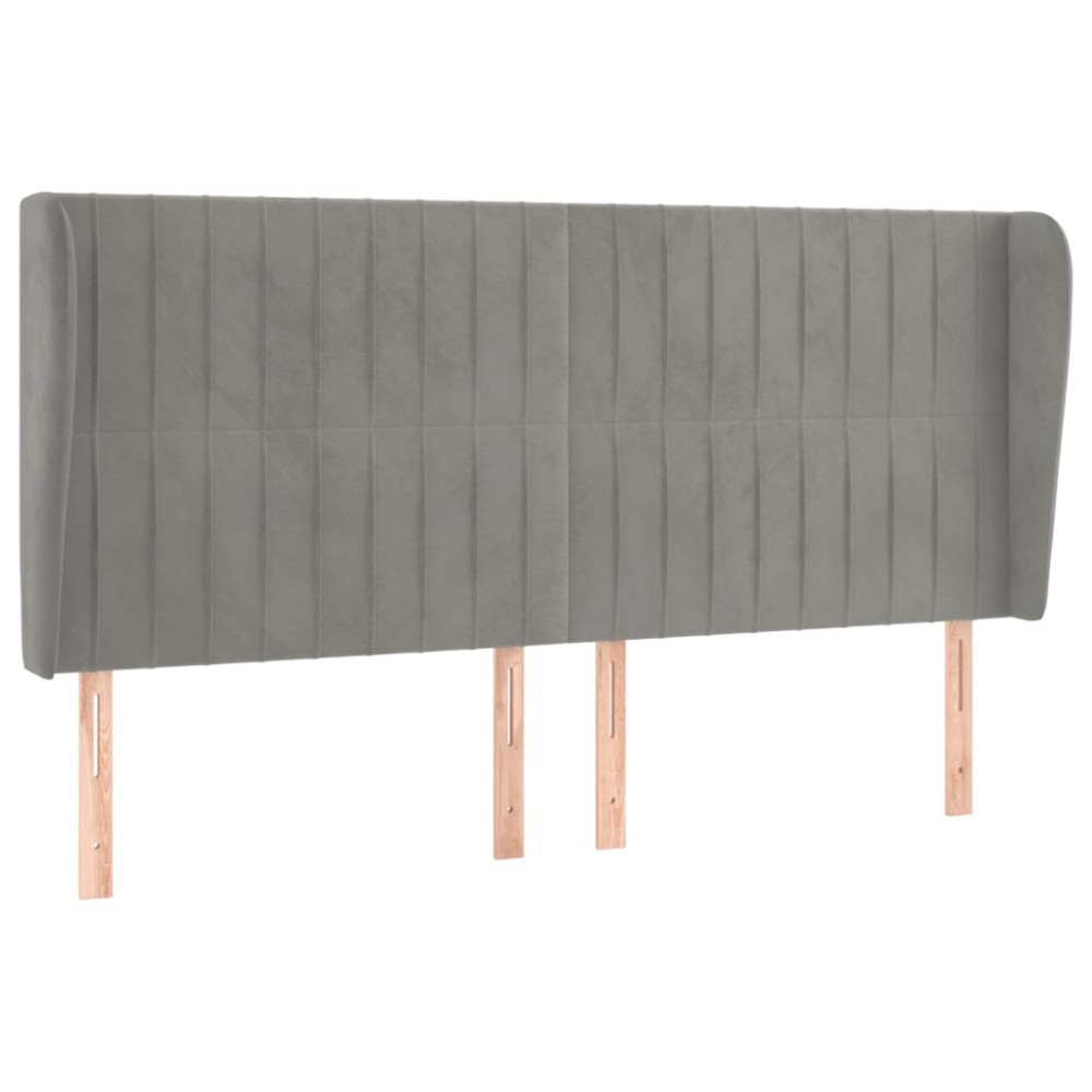 vidaXL Κεφαλάρι με Πτερύγια Ανοιχτό Γκρι 183x23x118/128 εκ. Βελούδινο