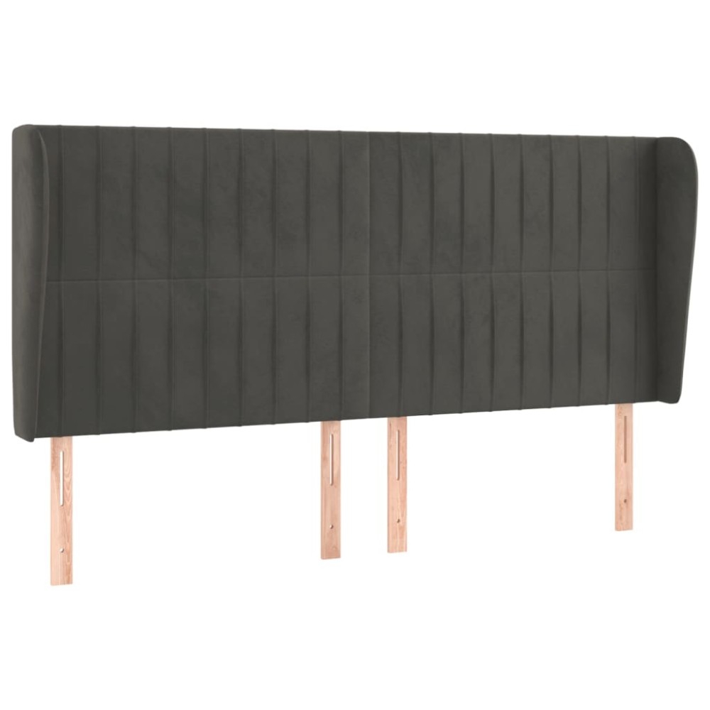 vidaXL Κεφαλάρι με Πτερύγια Σκούρο Γκρι 183x23x118/128 εκ. Βελούδινο