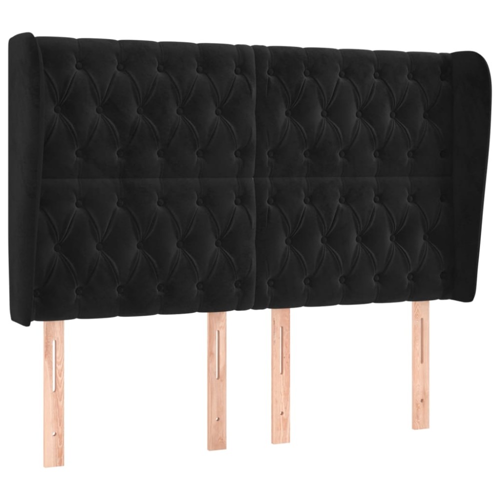vidaXL Κεφαλάρι με Πτερύγια Μαύρο 147x23x118/128 εκ. Βελούδινο