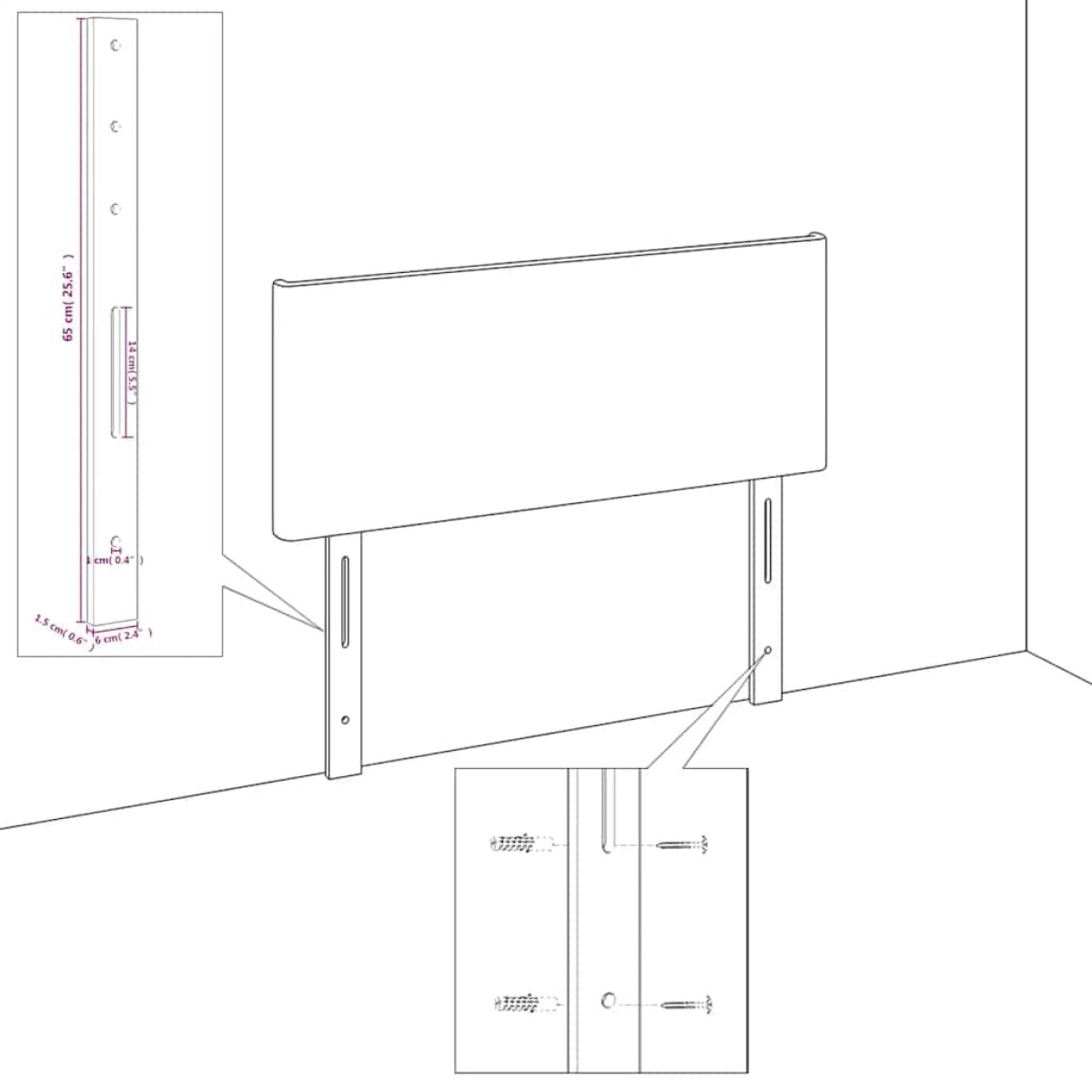 vidaXL Κεφαλάρι με Πτερύγια Σκούρο Μπλε 163x23x118/128 εκ. Βελούδινο