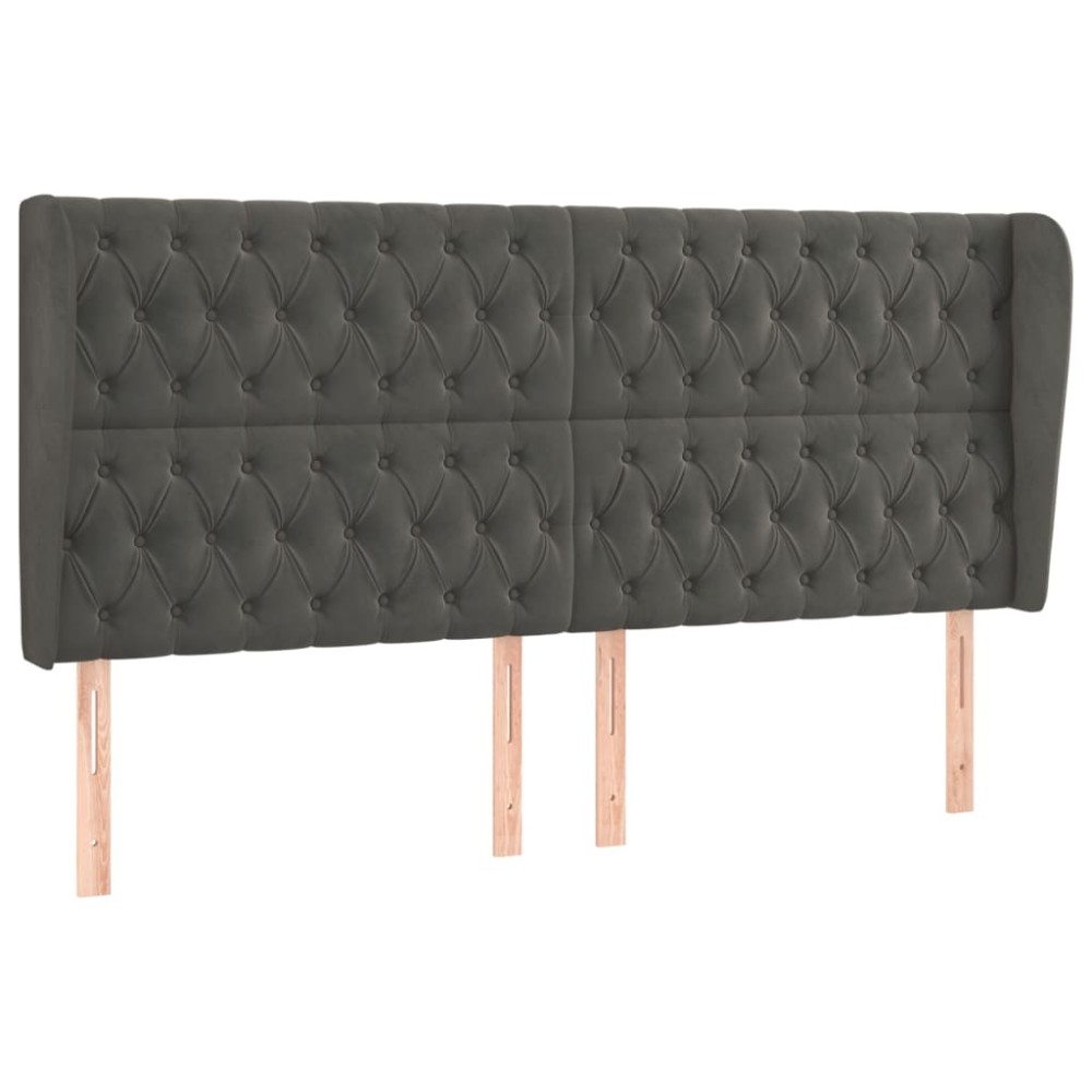 vidaXL Κεφαλάρι με Πτερύγια Σκούρο Γκρι 183x23x118/128 εκ. Βελούδινο
