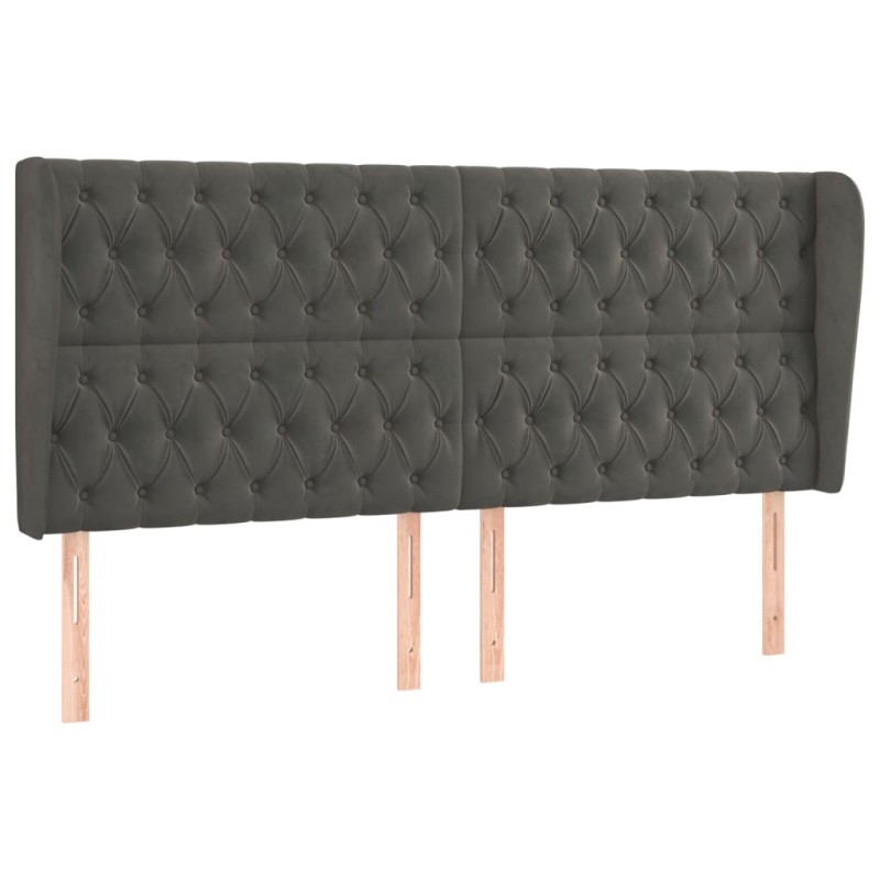vidaXL Κεφαλάρι με Πτερύγια Σκούρο Γκρι 183x23x118/128 εκ. Βελούδινο