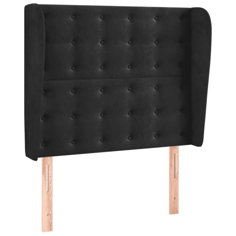 vidaXL Κεφαλάρι με Πτερύγια Μαύρο 103x23x118/128 εκ. Βελούδινο