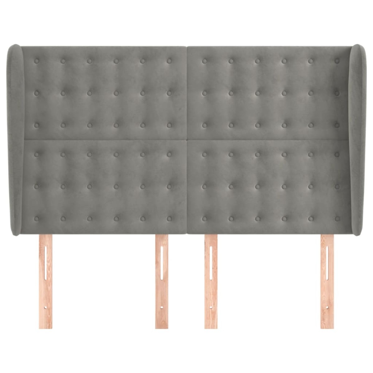 vidaXL Κεφαλάρι με Πτερύγια Ανοιχτό Γκρι 147x23x118/128 εκ. Βελούδινο