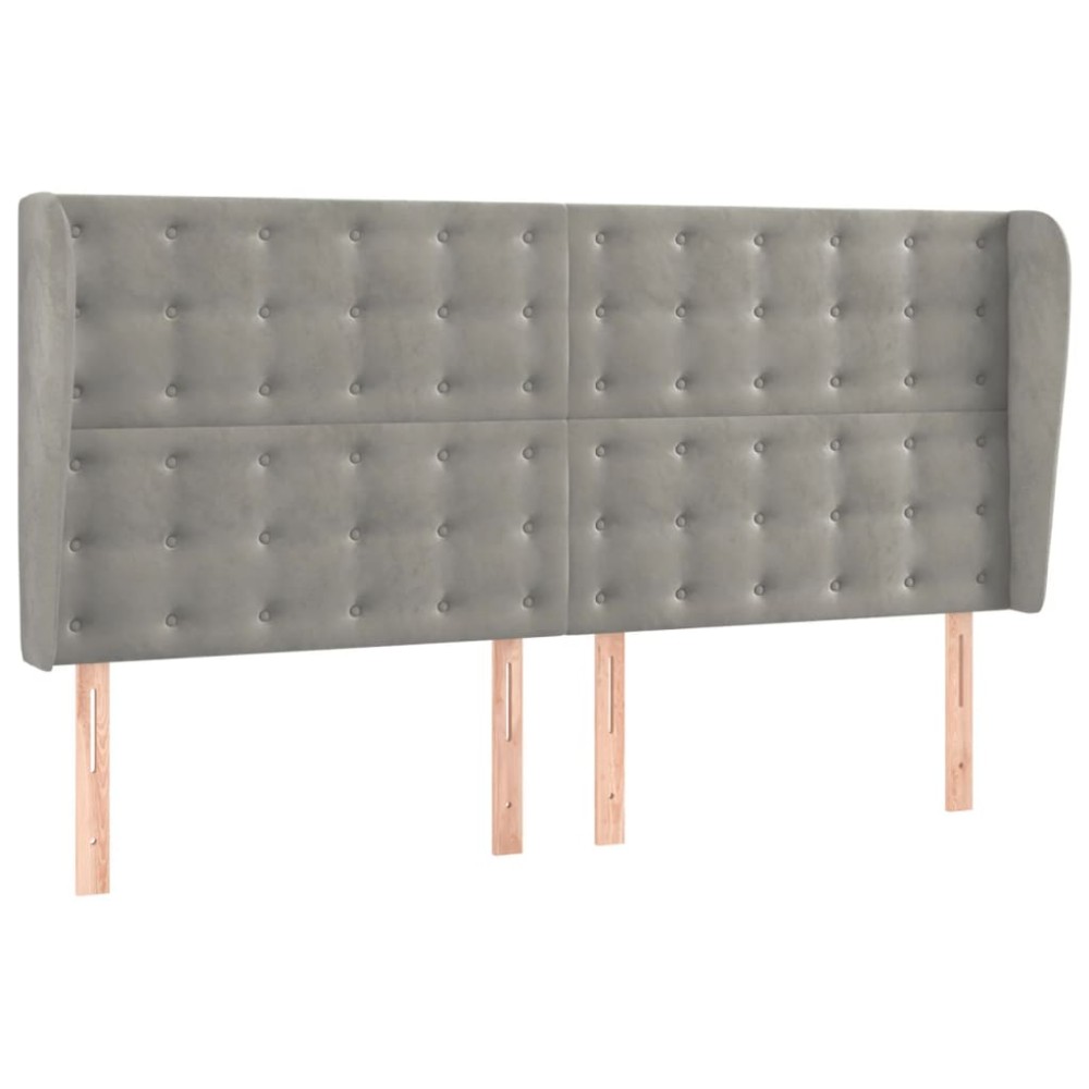 vidaXL Κεφαλάρι με Πτερύγια Ανοιχτό Γκρι 163x23x118/128 εκ. Βελούδινο