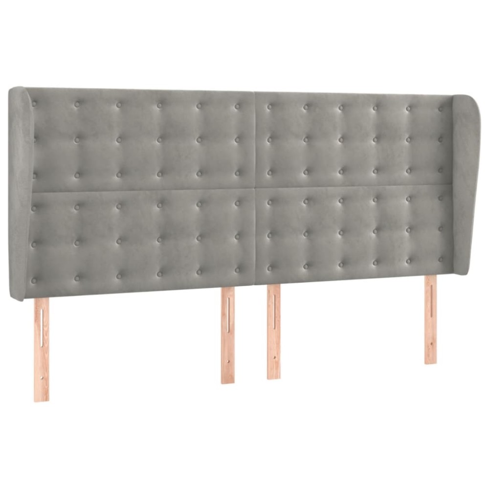 vidaXL Κεφαλάρι με Πτερύγια Ανοιχτό Γκρι 183x23x118/128 εκ. Βελούδινο