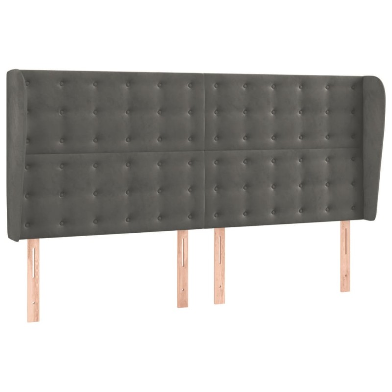 vidaXL Κεφαλάρι με Πτερύγια Σκούρο Γκρι 183x23x118/128 εκ. Βελούδινο