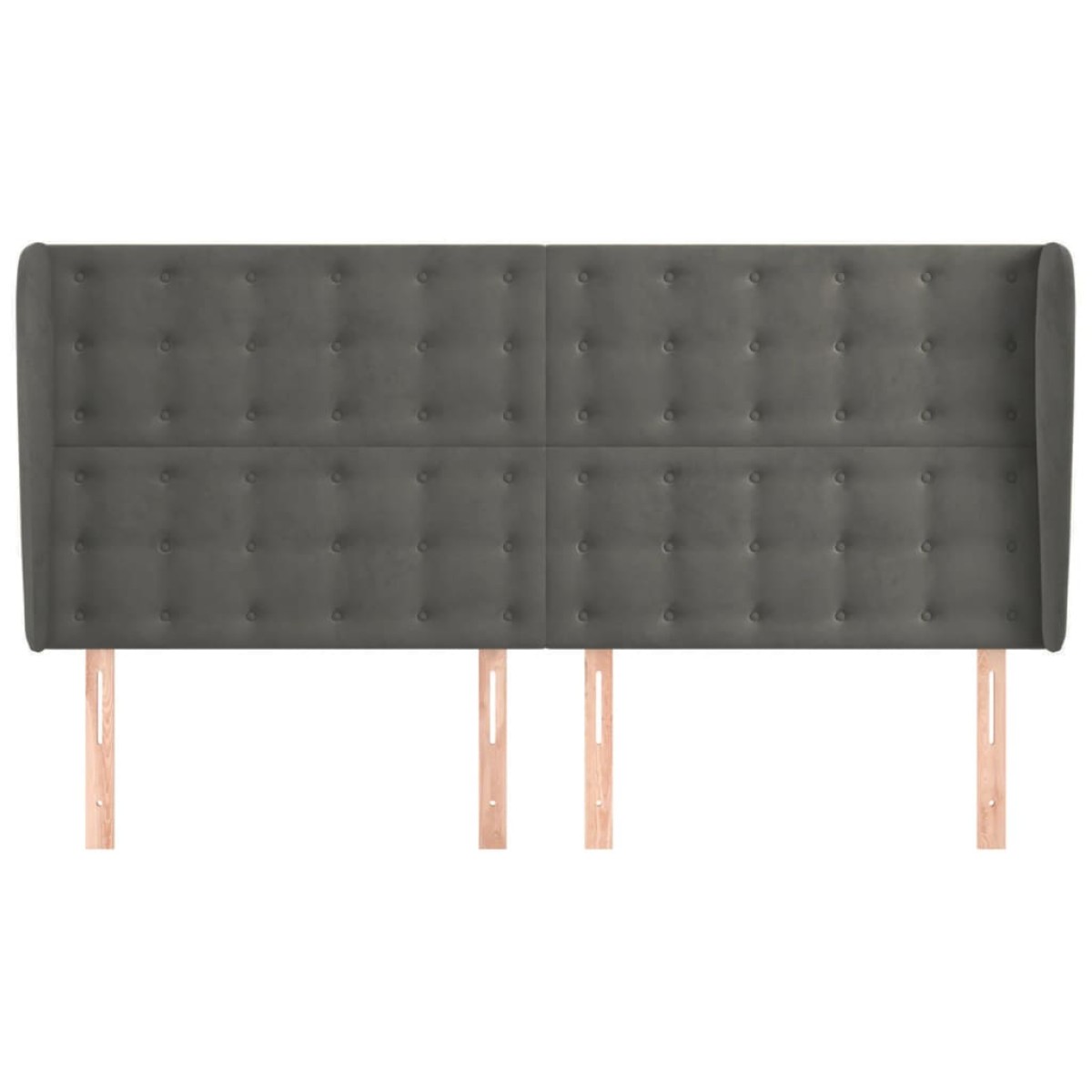 vidaXL Κεφαλάρι με Πτερύγια Σκούρο Γκρι 183x23x118/128 εκ. Βελούδινο