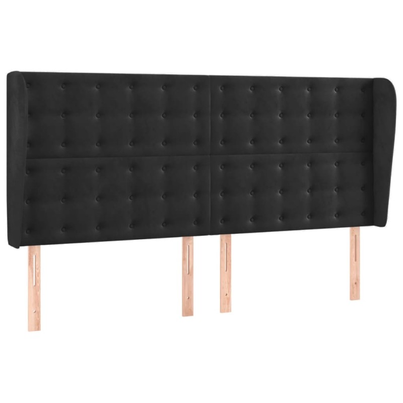 vidaXL Κεφαλάρι με Πτερύγια Μαύρο 183x23x118/128 εκ. Βελούδινο
