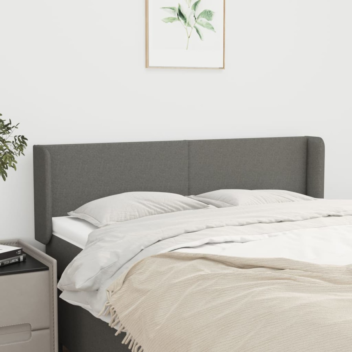 vidaXL Κεφαλάρι με Πτερύγια Σκούρο Γκρι 147x16x78/88 εκ. Υφασμάτινο