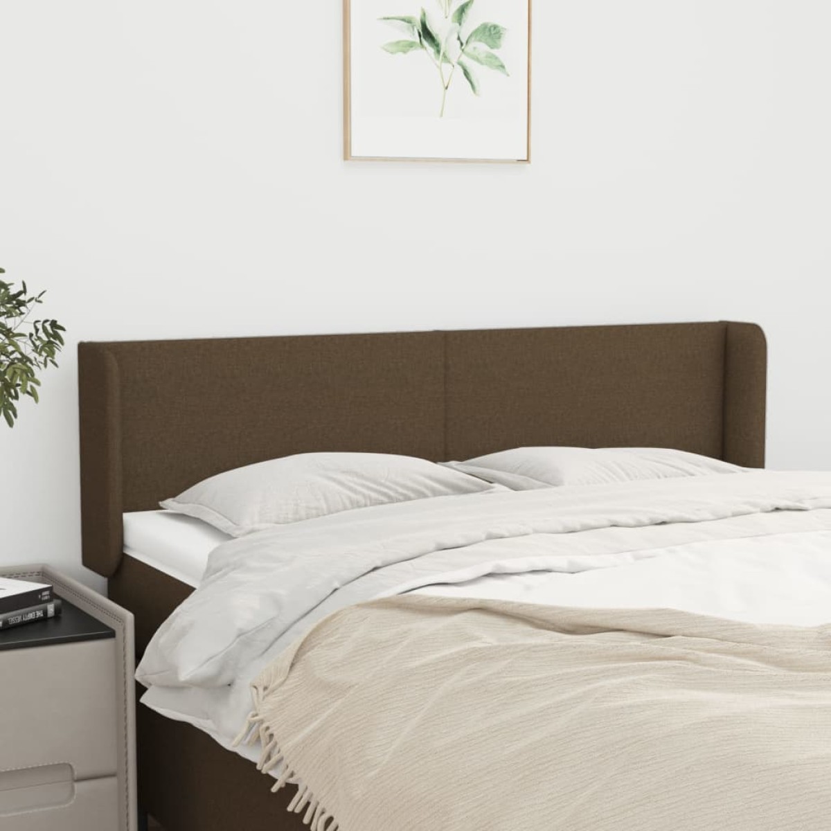 vidaXL Κεφαλάρι με Πτερύγια Σκούρο Καφέ 147x16x78/88 εκ. Υφασμάτινο