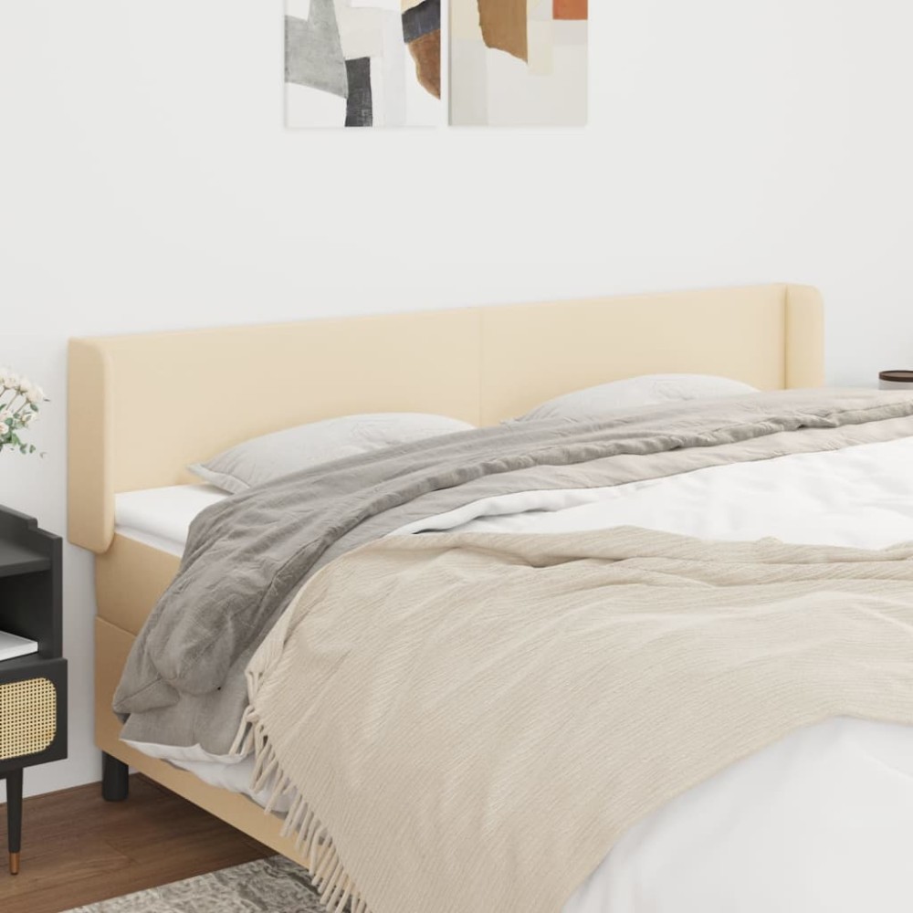 vidaXL Κεφαλάρι με Πτερύγια Κρεμ 203x16x78/88 εκ. Υφασμάτινο