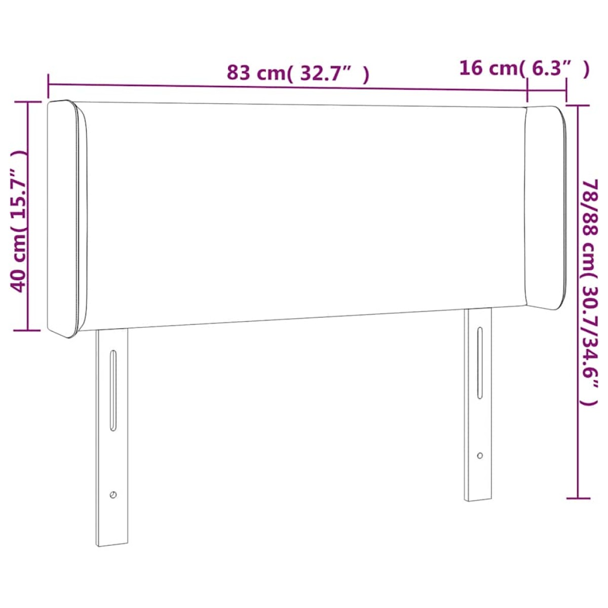 vidaXL Κεφαλάρι με Πτερύγια Σκούρο Πράσινο 83x16x78/88 εκ. Βελούδινο