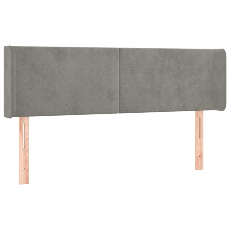 vidaXL Κεφαλάρι με Πτερύγια Ανοιχτό Γκρι 147x16x78/88 εκ. Βελούδινο