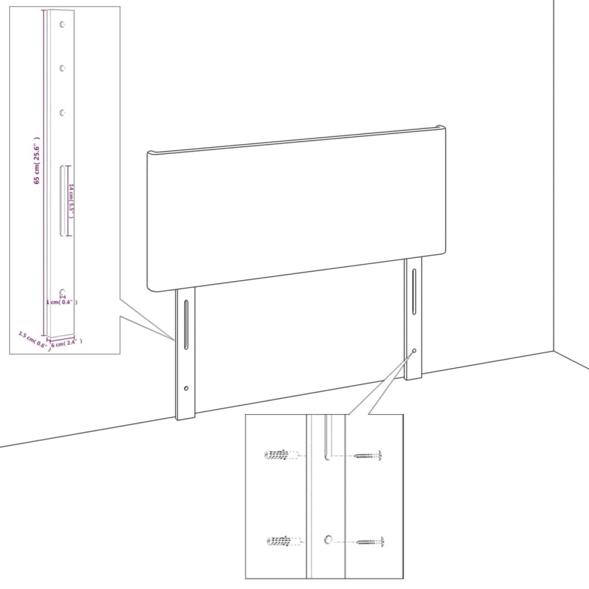 vidaXL Κεφαλάρι με Πτερύγια Σκούρο Γκρι 147x16x78/88 εκ. Βελούδινο