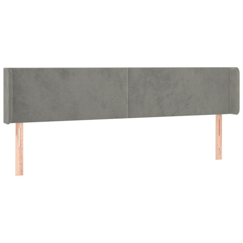 vidaXL Κεφαλάρι με Πτερύγια Ανοιχτό Γκρι 163x16x78/88 εκ. Βελούδινο