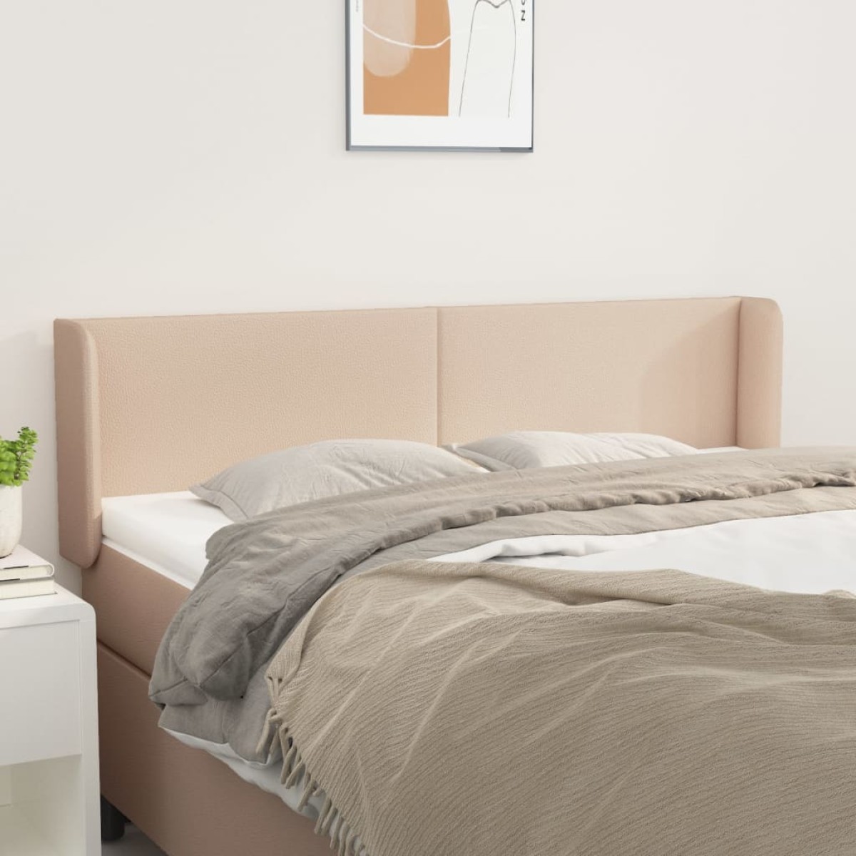 vidaXL Κεφαλάρι με Πτερύγια Καπουτσίνο 147x16x78/88εκ. Συνθετικό Δέρμα