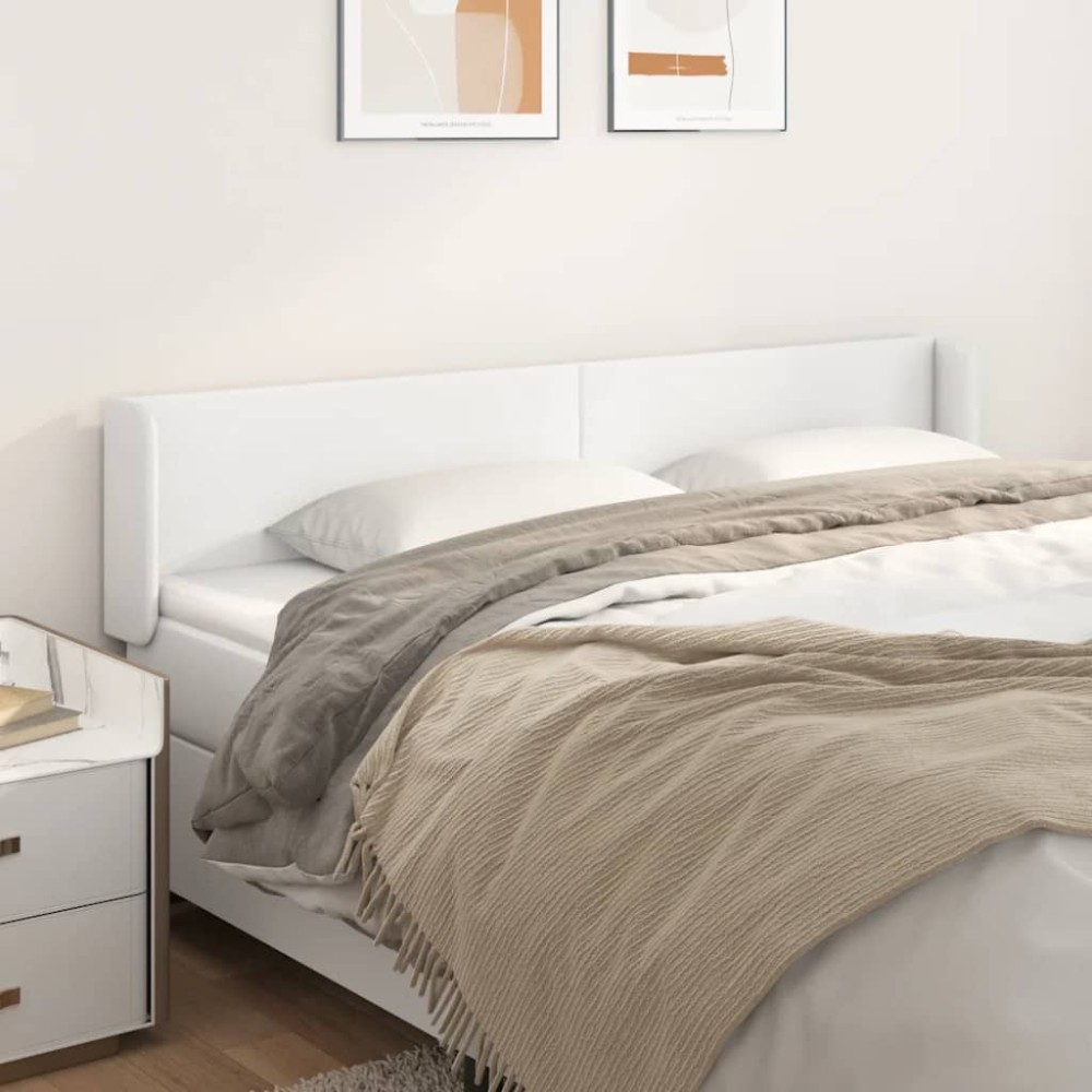 vidaXL Κεφαλάρι με Πτερύγια Λευκό 183x16x78/88 εκ. Συνθετικό Δέρμα