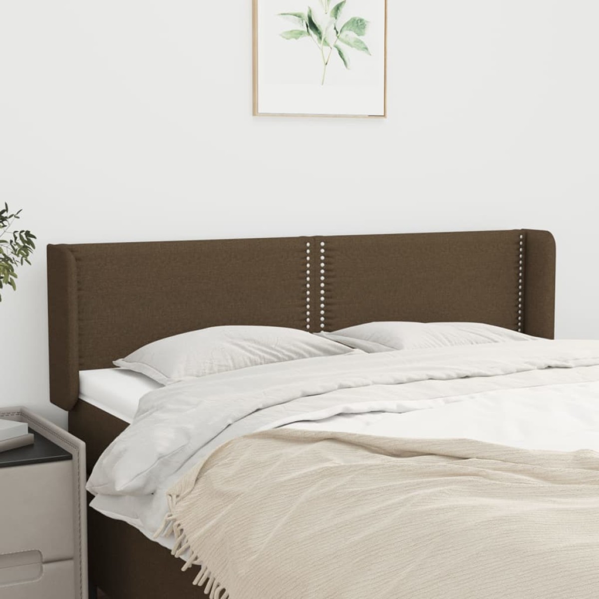 vidaXL Κεφαλάρι με Πτερύγια Σκούρο Καφέ 147x16x78/88 εκ. Υφασμάτινο