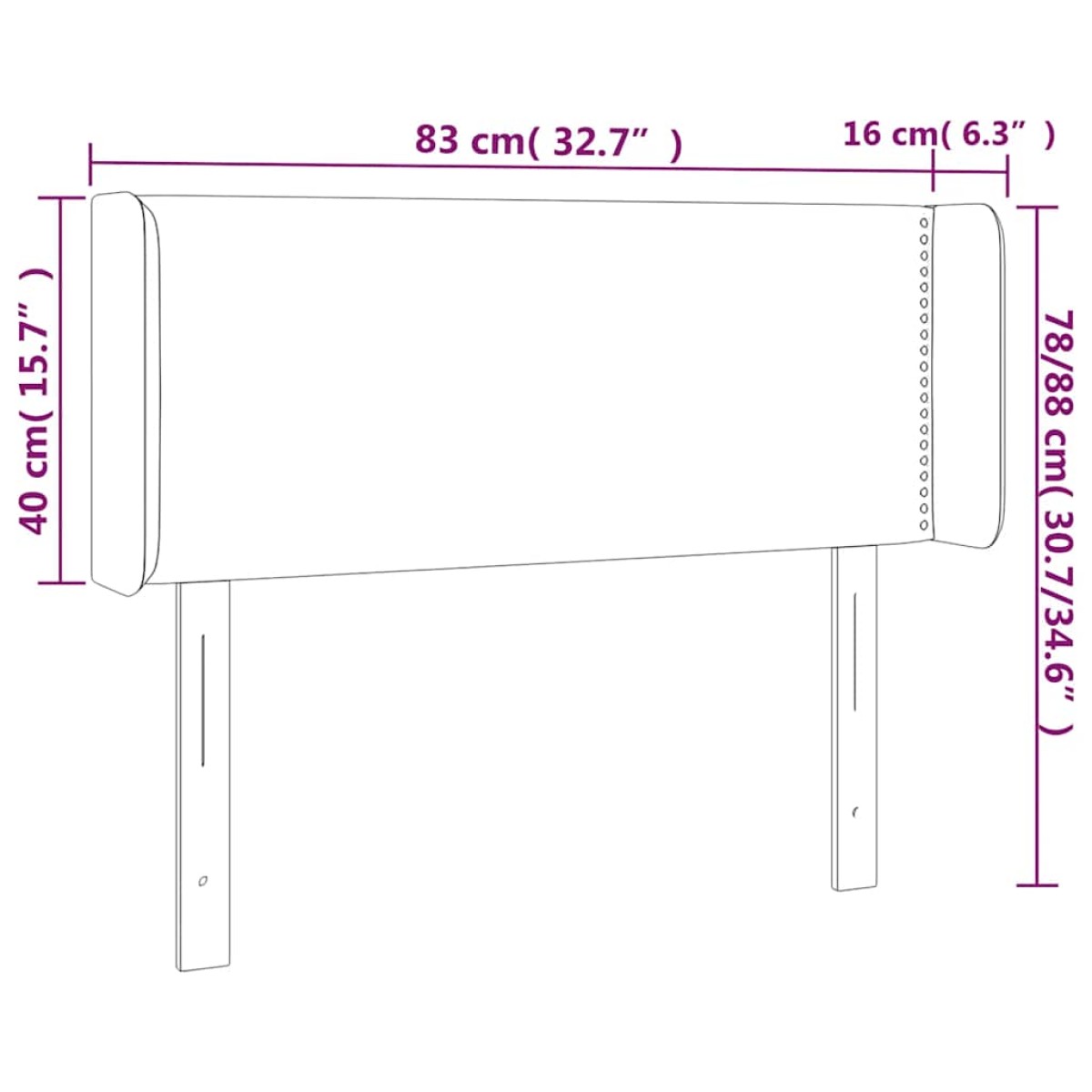 vidaXL Κεφαλάρι με Πτερύγια Σκούρο Πράσινο 83x16x78/88 εκ. Βελούδινο