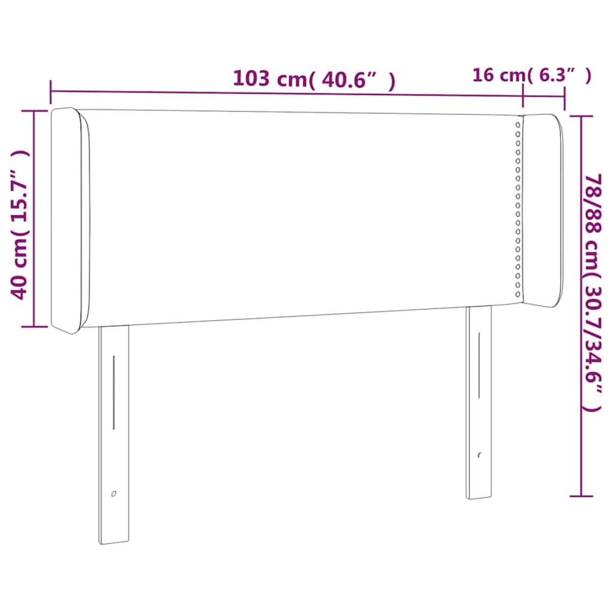 vidaXL Κεφαλάρι με Πτερύγια Σκούρο Πράσινο 103x16x78/88 εκ. Βελούδινο