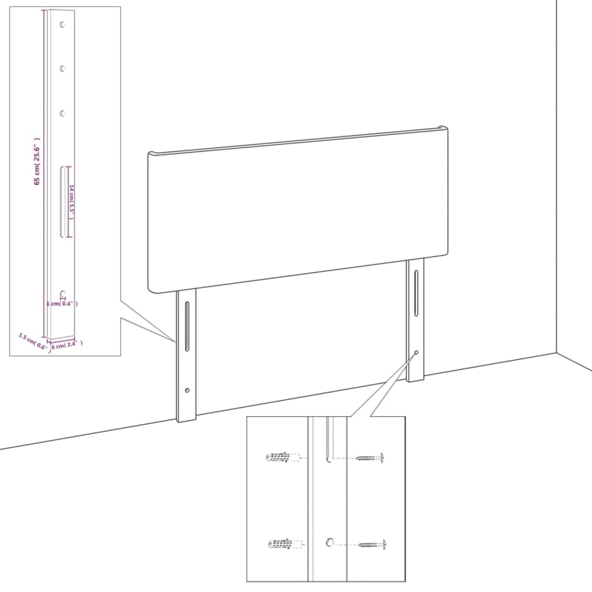 vidaXL Κεφαλάρι με Πτερύγια Σκούρο Γκρι 147x16x78/88 εκ. Βελούδινο