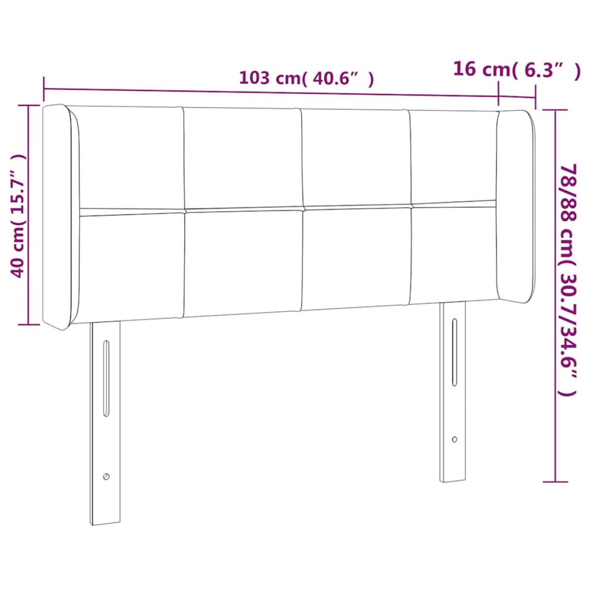 vidaXL Κεφαλάρι με Πτερύγια Σκούρο Πράσινο 103x16x78/88 εκ. Βελούδινο