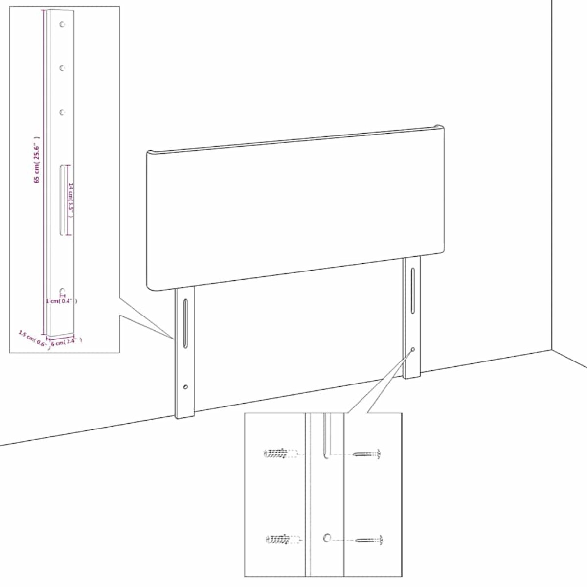 vidaXL Κεφαλάρι με Πτερύγια Σκούρο Μπλε 147x16x78/88 εκ. Βελούδινο