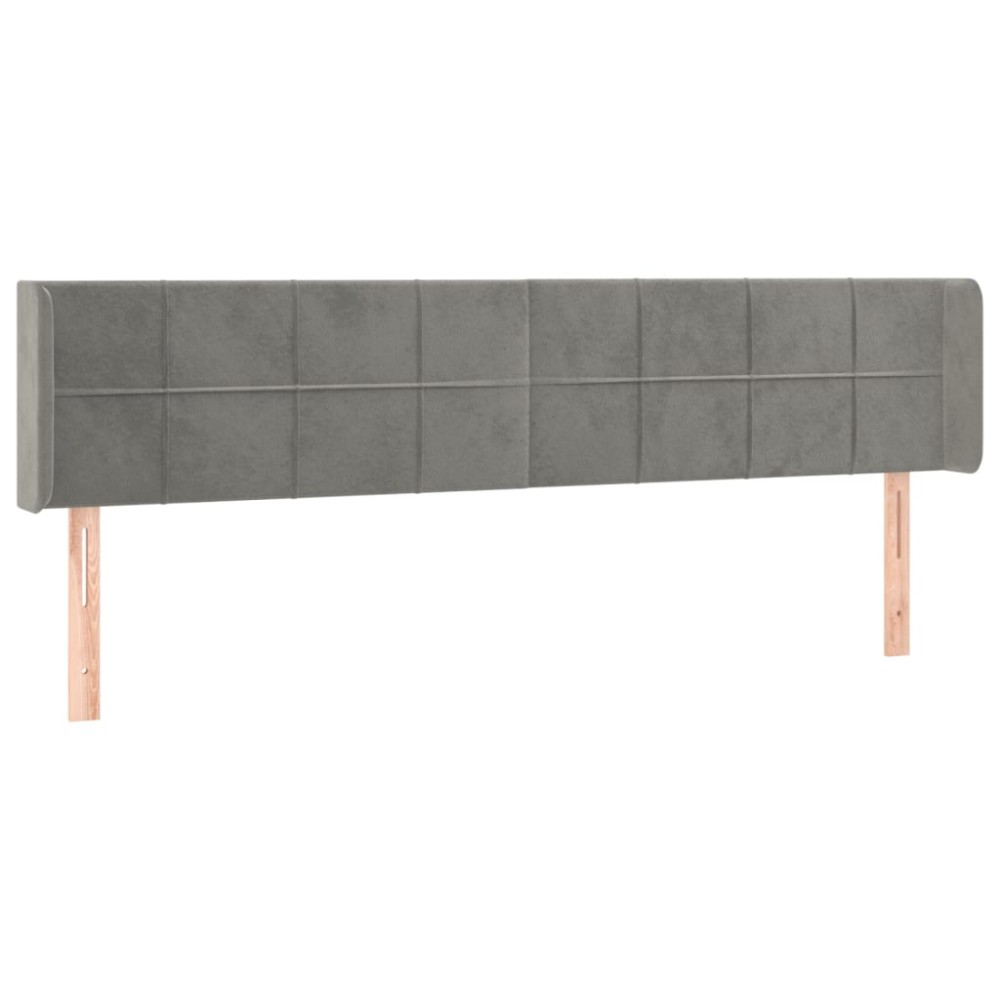 vidaXL Κεφαλάρι με Πτερύγια Ανοιχτό Γκρι 183x16x78/88 εκ. Βελούδινο