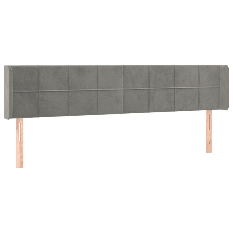 vidaXL Κεφαλάρι με Πτερύγια Ανοιχτό Γκρι 183x16x78/88 εκ. Βελούδινο
