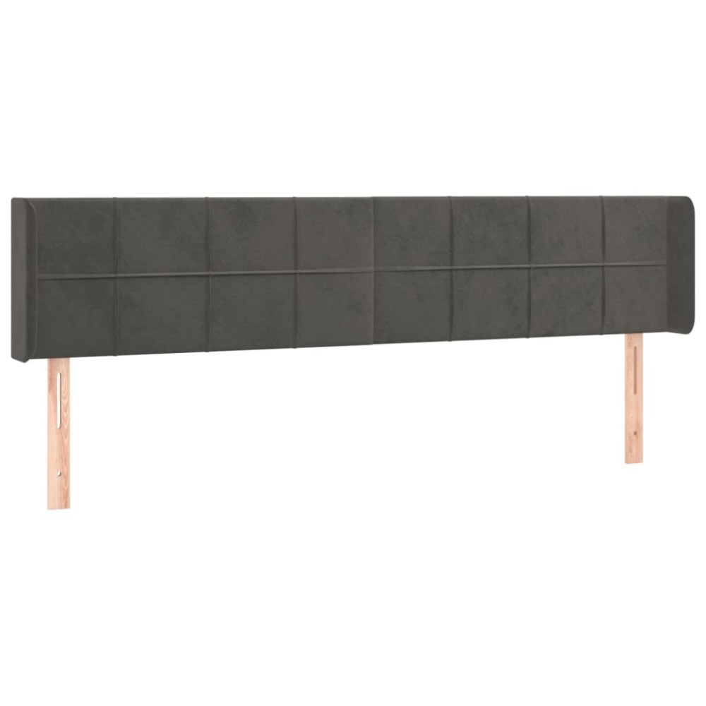 vidaXL Κεφαλάρι με Πτερύγια Σκούρο Γκρι 183x16x78/88 εκ. Βελούδινο