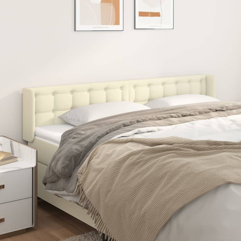 vidaXL Κεφαλάρι με Πτερύγια Κρεμ 203x16x78/88 εκ. Συνθετικό Δέρμα