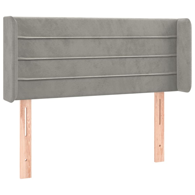 vidaXL Κεφαλάρι με Πτερύγια Ανοιχτό Γκρι 83x16x78/88 εκ. Βελούδινο