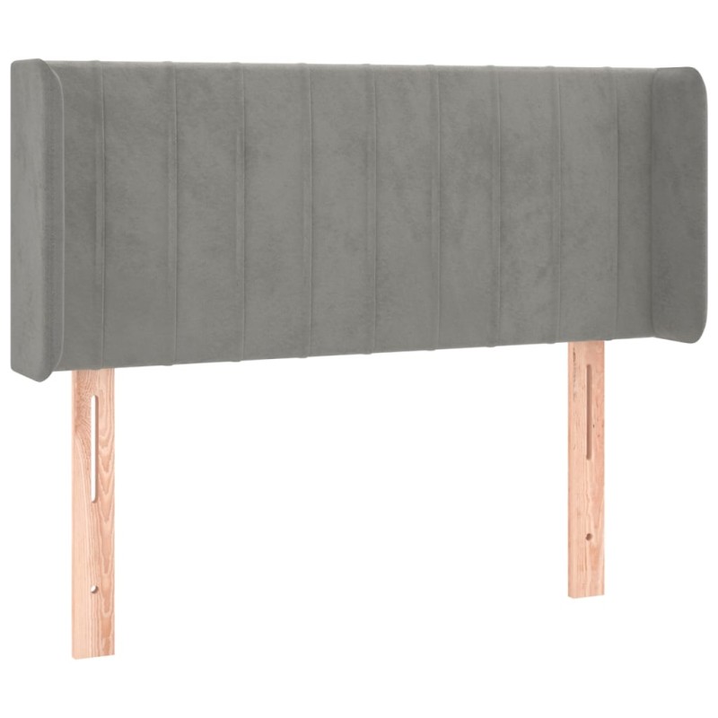 vidaXL Κεφαλάρι με Πτερύγια Ανοιχτό Γκρι 93x16x78/88 εκ. Βελούδινο