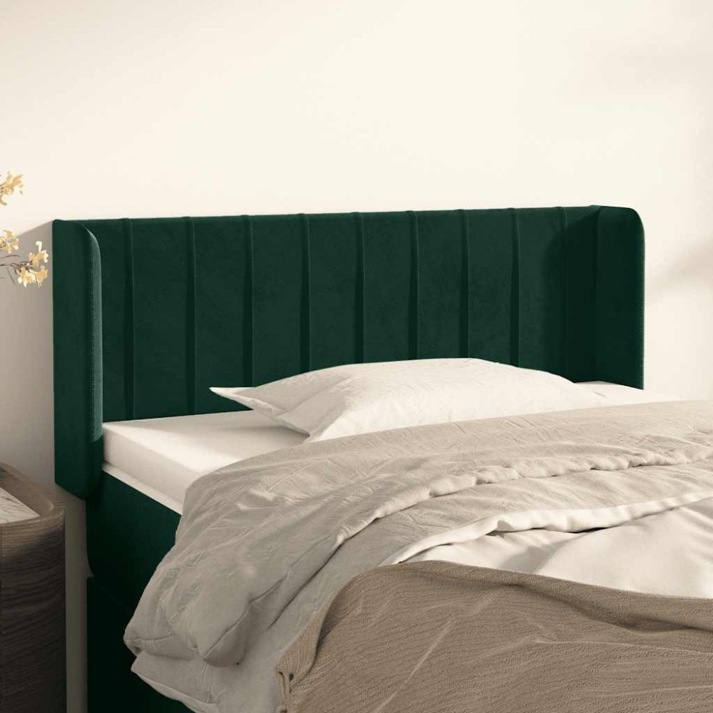 vidaXL Κεφαλάρι με Πτερύγια Σκούρο Πράσινο 93x16x78/88 εκ. Βελούδινο
