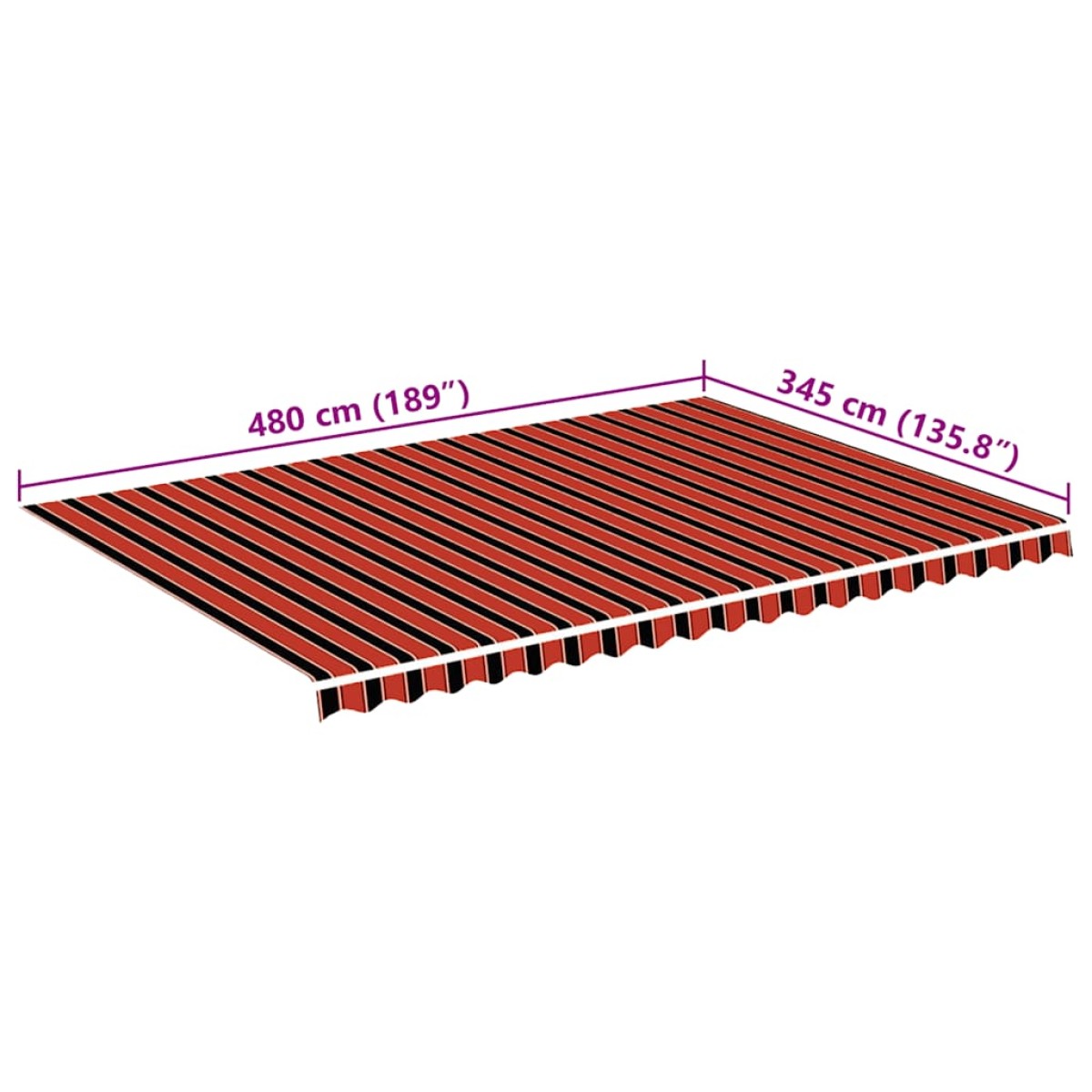 vidaXL Τεντόπανο Ανταλλακτικό Πορτοκαλί / Καφέ 5 x 3,5 μ.
