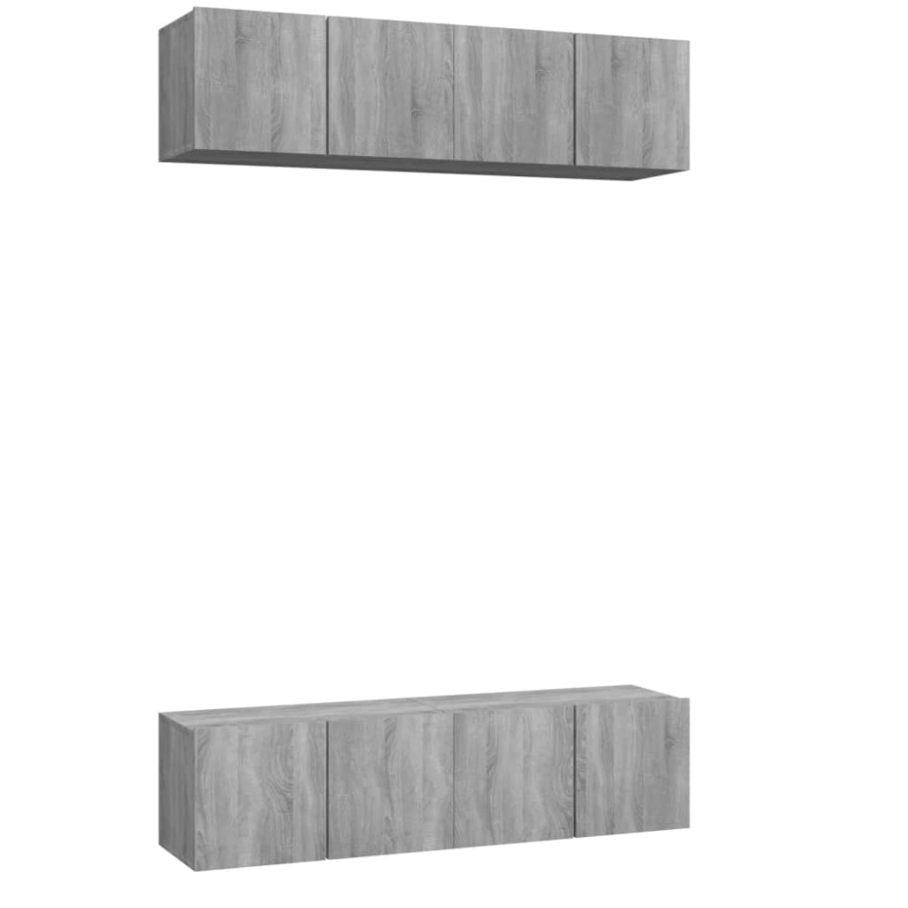 vidaXL Έπιπλα Τηλεόρασης Τοίχου 4 τεμ. Γκρι 60x30x30 εκ. Επ. Ξύλο